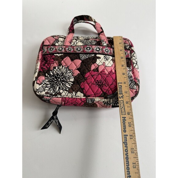 Vera Bradley Cosmetic Bag Retired Mocha Rouge Pink Brown Floral Medium - Picture 9 of 12